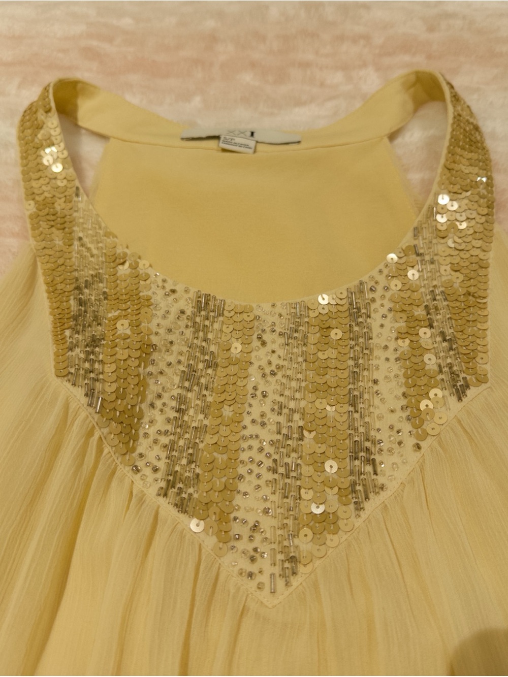 Light Yellow Sequin Tulle Dress